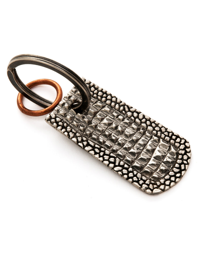 KROKO Schlüsselring silber oxid