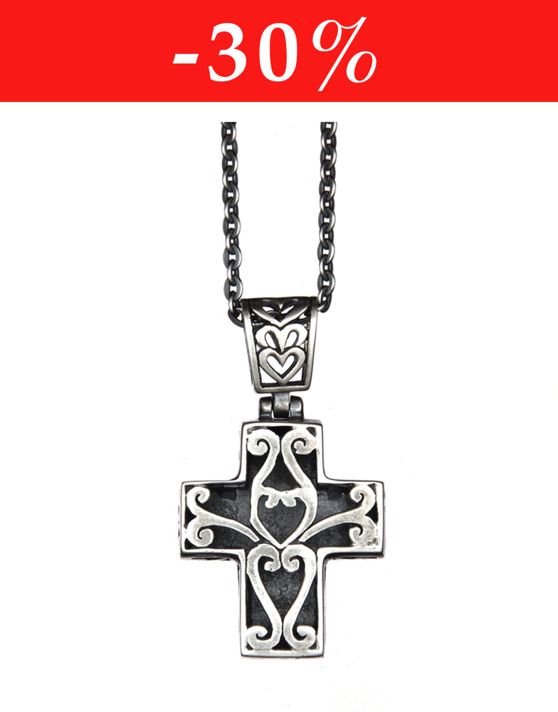 FLORALES KREUZ Anhänger silber gold