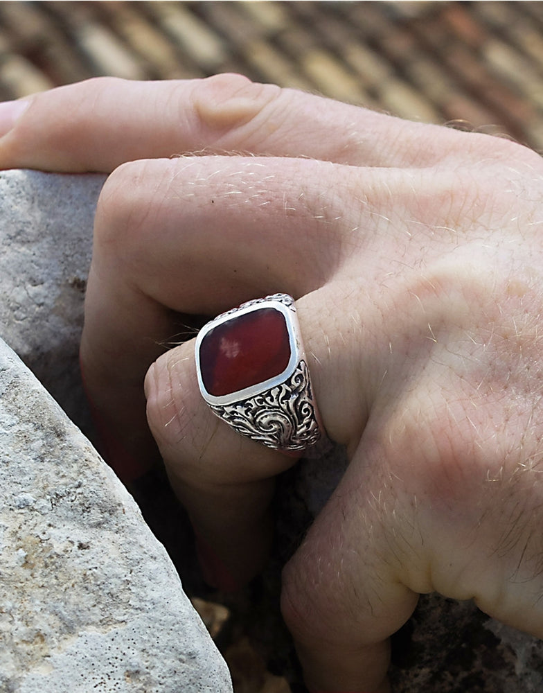 LOUIS Ring roter Achat silber