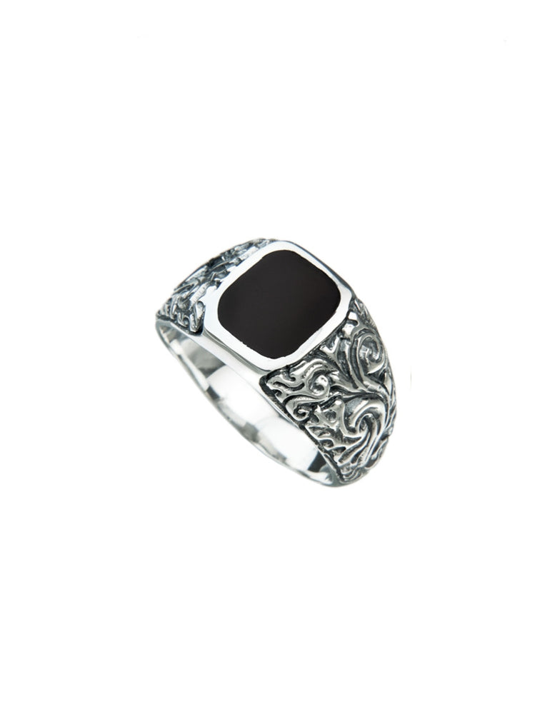 LUDWIG Ring schwarzer Onyx silber